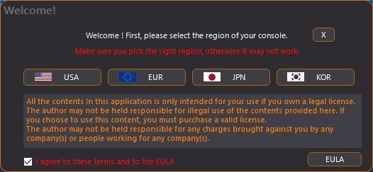 Option to choose region.