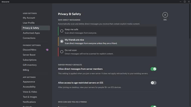 Privacy and Safety in Discord Portable