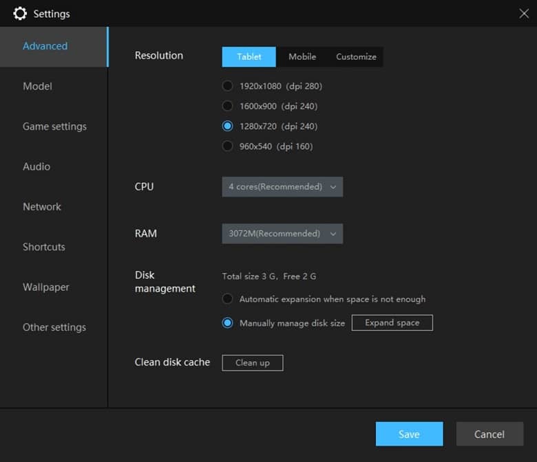 Settings of LD Player