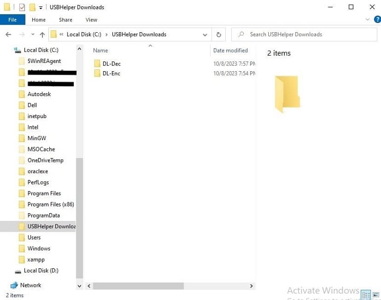 Two folders inside USBHelper Downloads folder