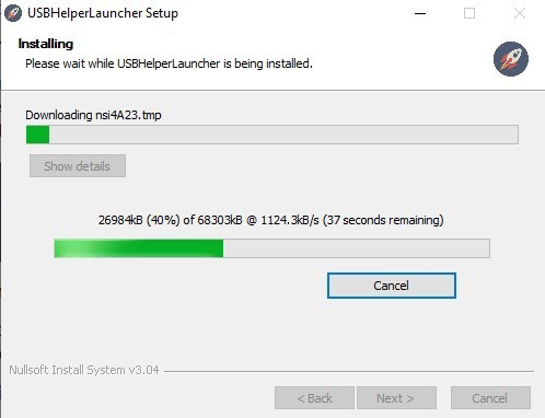 USBHelperLancher is being installed.