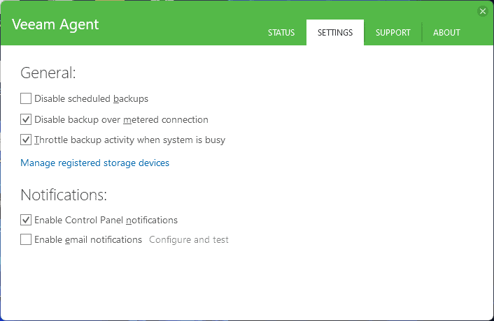 Veeam Agent Set your Settings