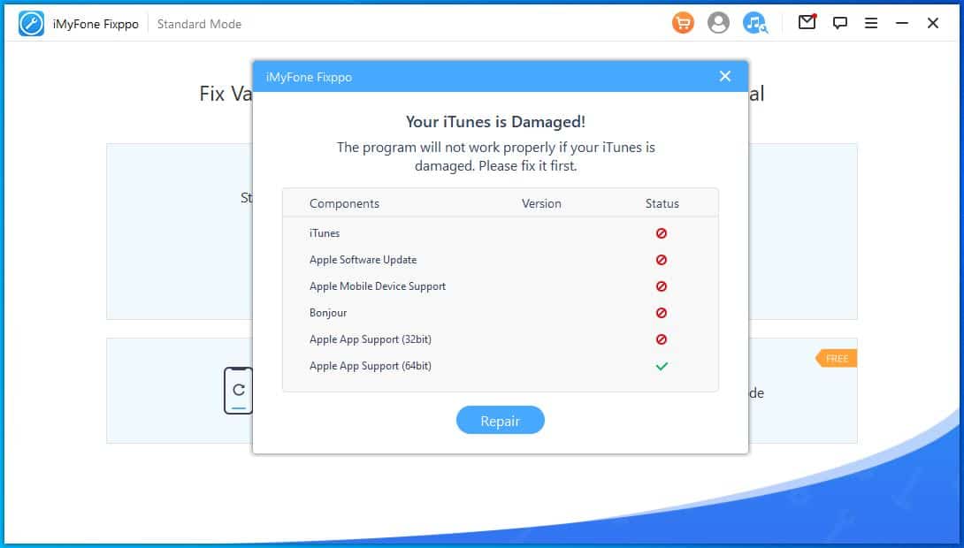 Repair your damaged iTunes