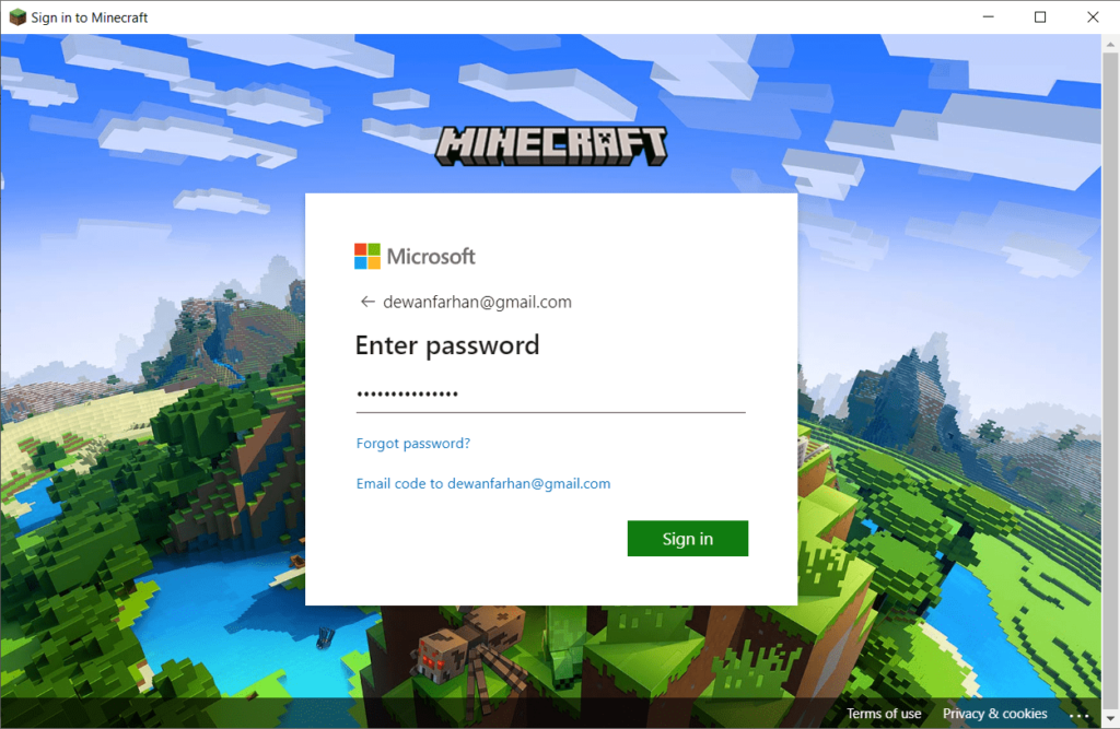 GIve password and start the game