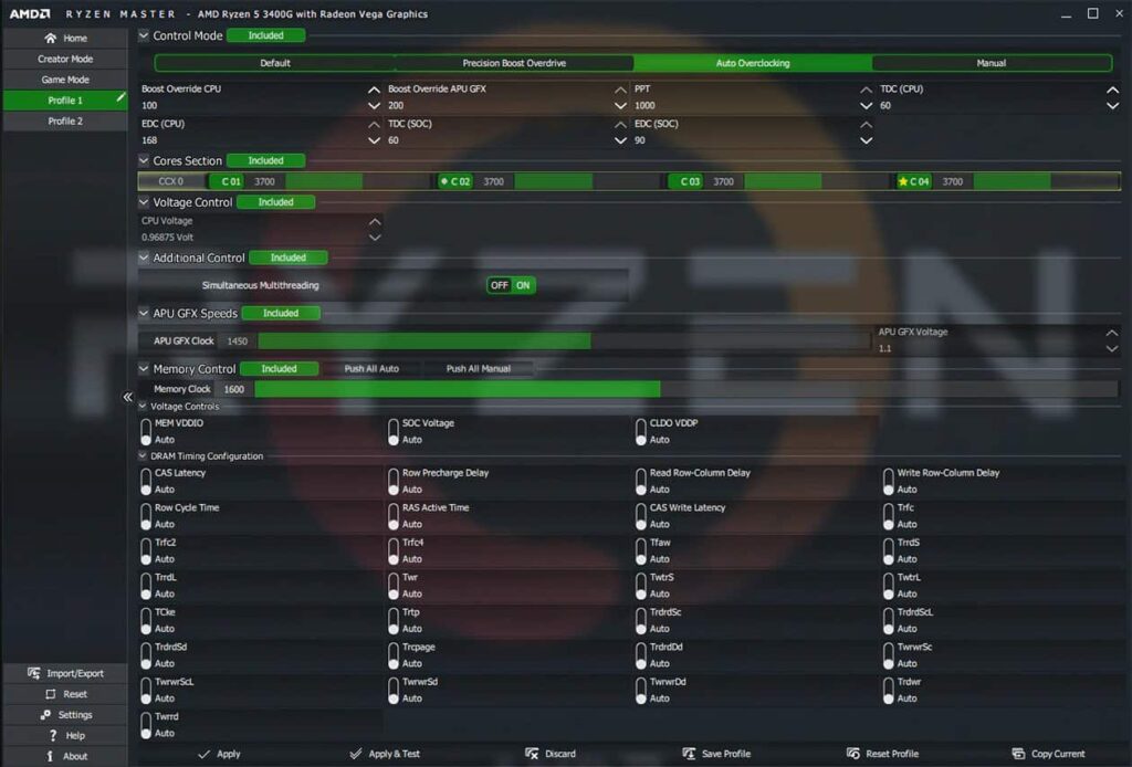 Integrated Radeon™ Graphics Overclocking - AMD Ryzen Master