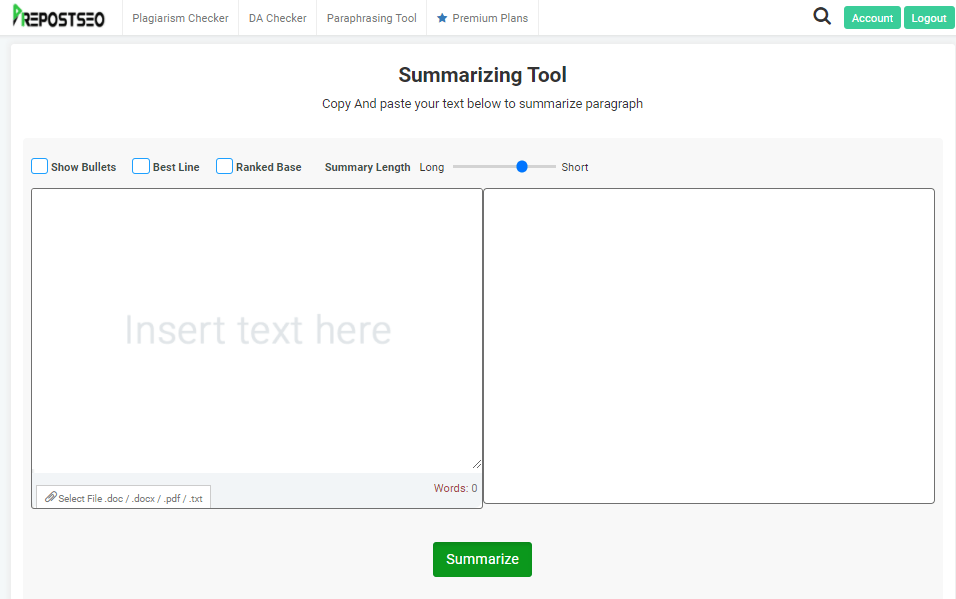 Text Summarizing Tool