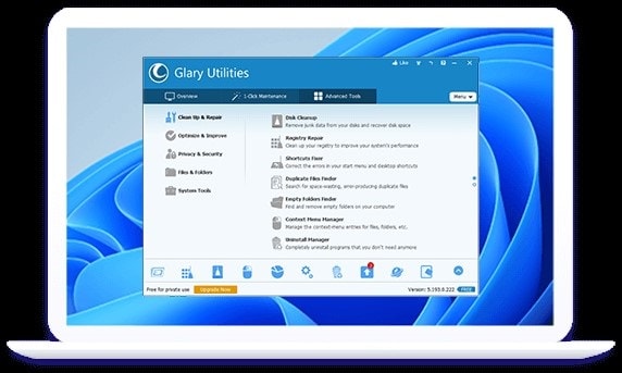 Glary Utilities Menu