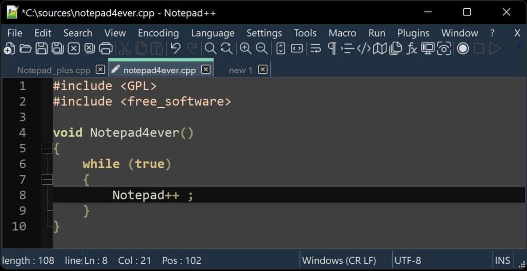 Notepad++ Dark Mode