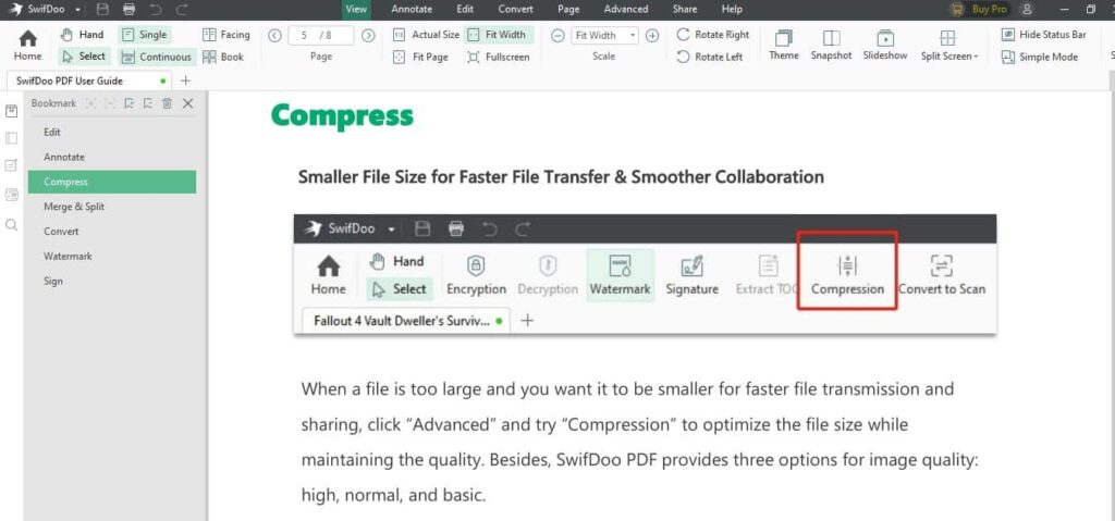 Compress your PDF Files using SwifDoo PDF