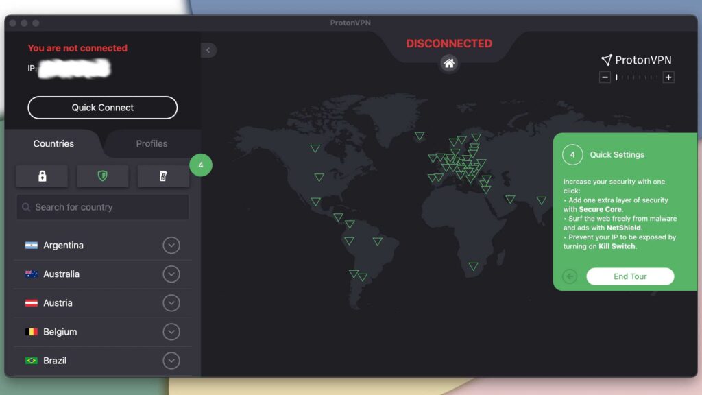 ProtonVPN Interface