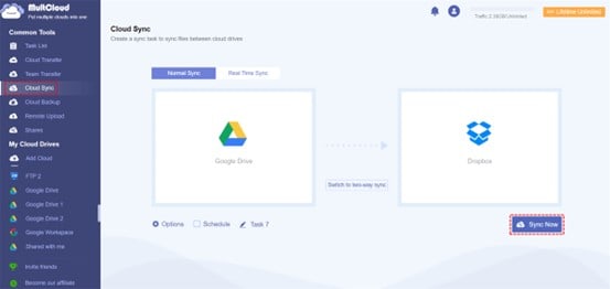 One-Key Backup and Sync Google Drive to Dropbox - MultCloud Download for your PC