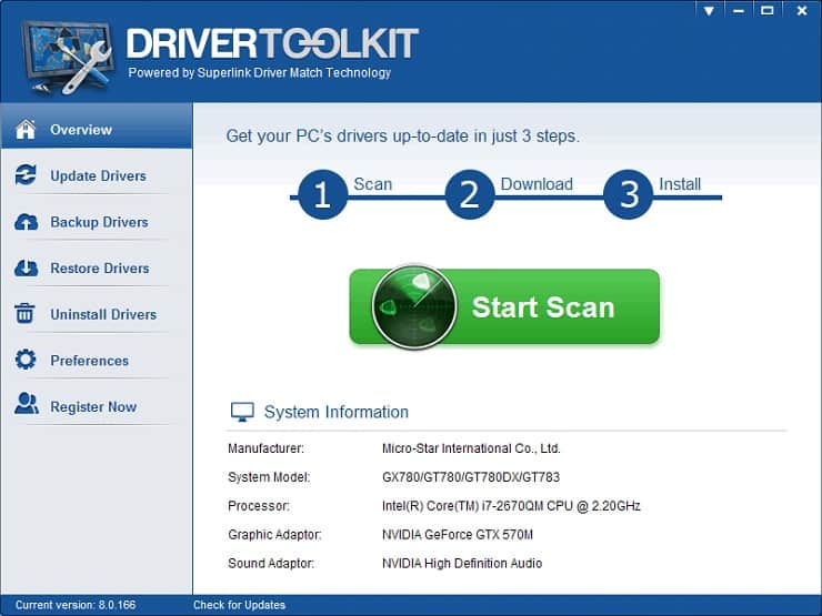 Scan your PC for outdated drivers and update with Drivertoolkit