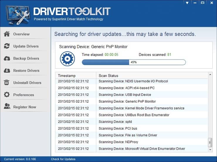 Scanning for outdated drivers