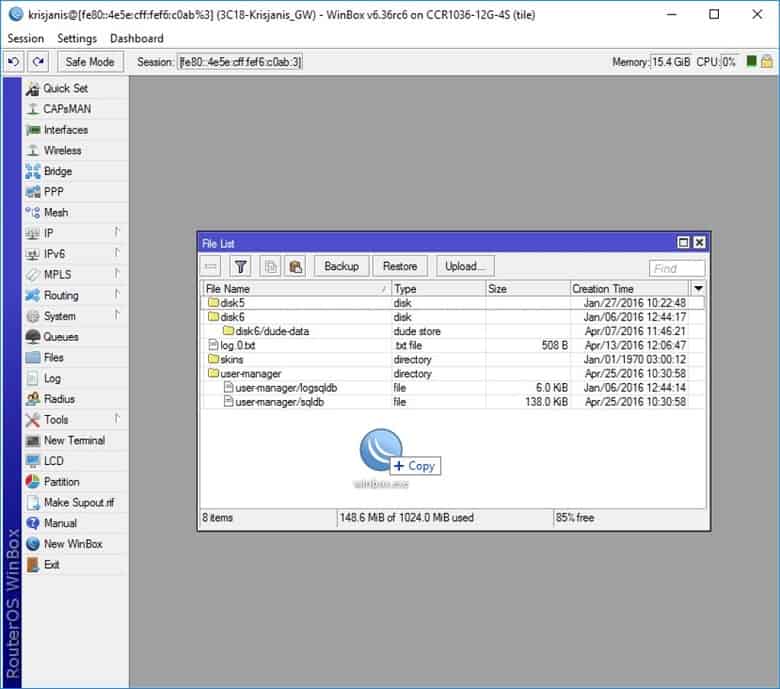 WinBox Interface