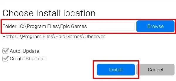 Epic games launcher installation file destination prompt