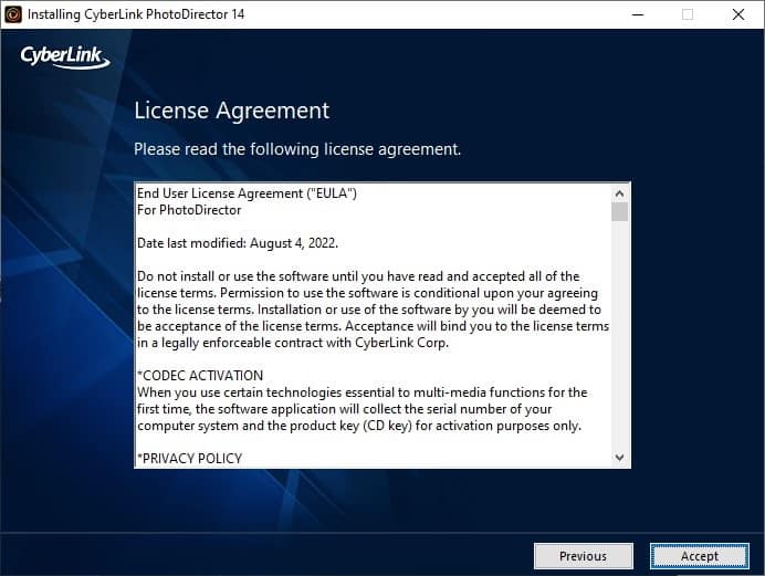 Accept the License Agreement