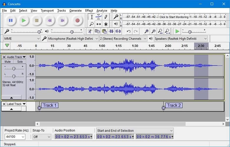 Audacity audio mixing