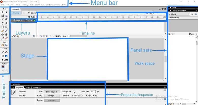 Macromedia Flash get to know the Interface