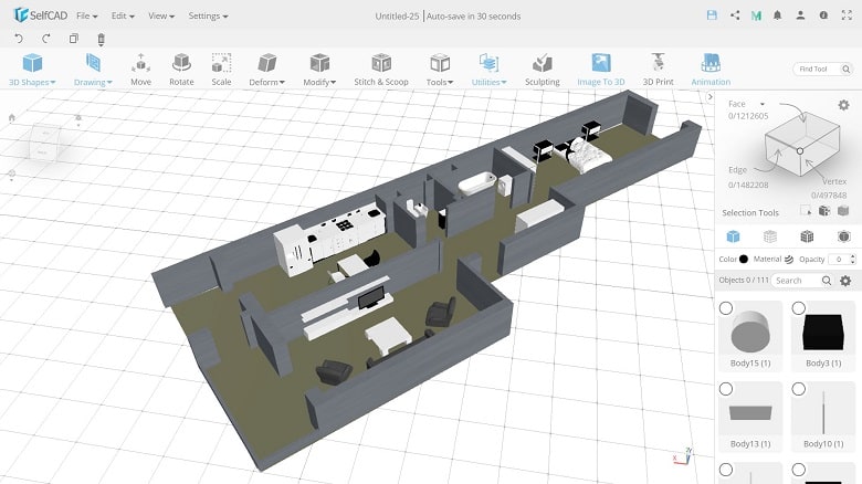 3D modeling on SelfCAD