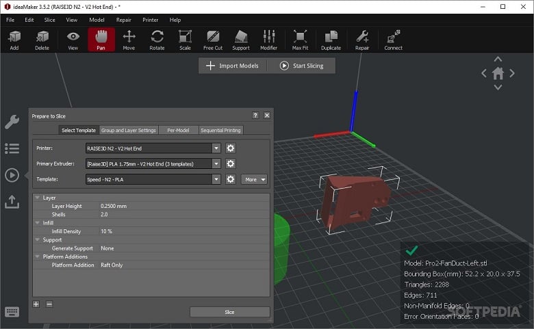 IdeaMaker slicing process