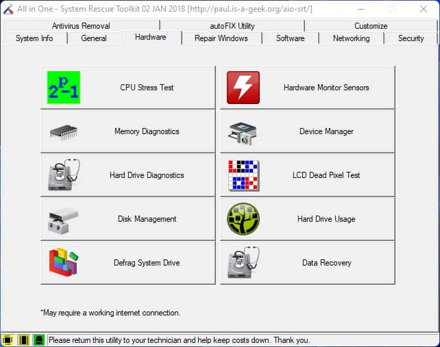 All in One – System Rescue Toolkit Hardware Tools