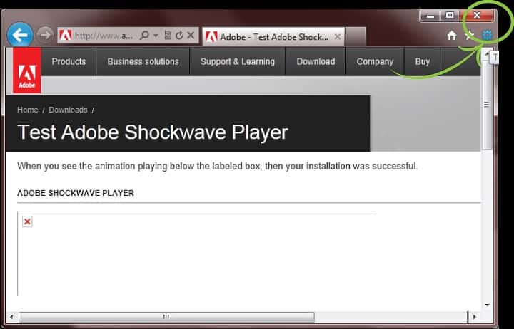 Testing installation of Adobe Shockwave Player