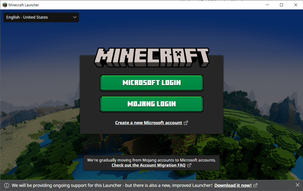 Login to start playing Minecraft