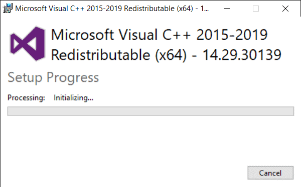 Microsoft Visual C++ Redistributable Packages (All) Setup progress