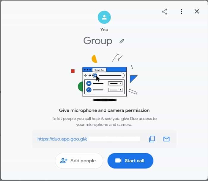 Create a gourp link to allow your Friends to join with your Video Call