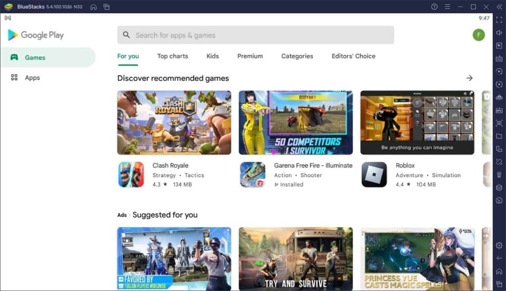 Explore Android games on Windows PC through Google Play Store for PC