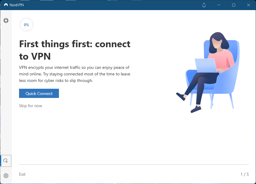 NordVPN Choose the zone and connect