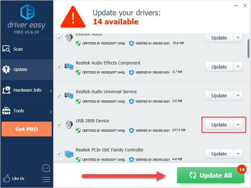 Update your drivers using Driver Easy