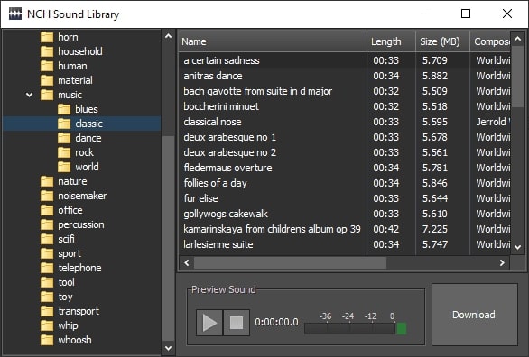 WavePad Audio Editor Sound library