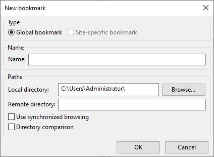 Add Bookmarks on FileZilla