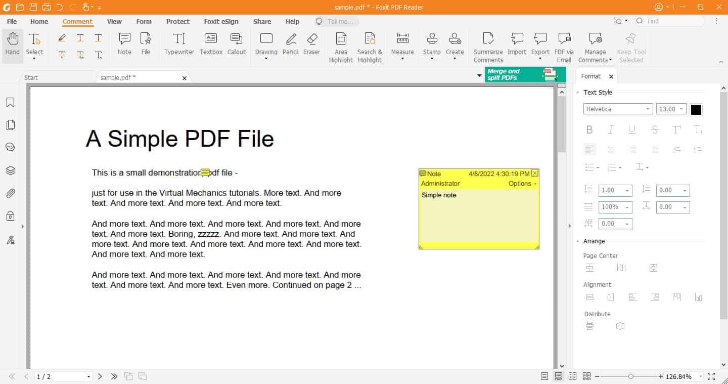 Add notes in your PDF Files using Foxit Reader