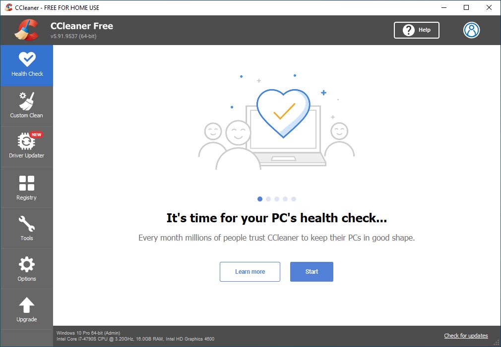 Check your PC health using CCleaner