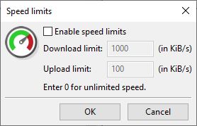FileZilla Configure speed limits