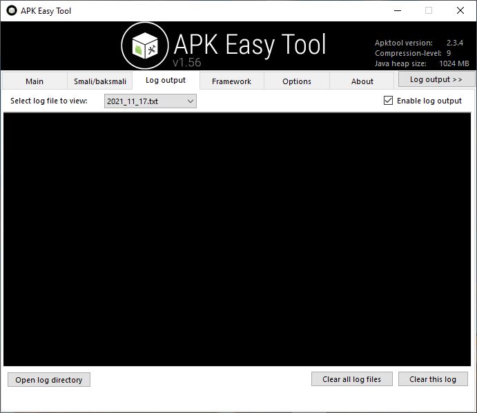 APK Easy Tool Log Section