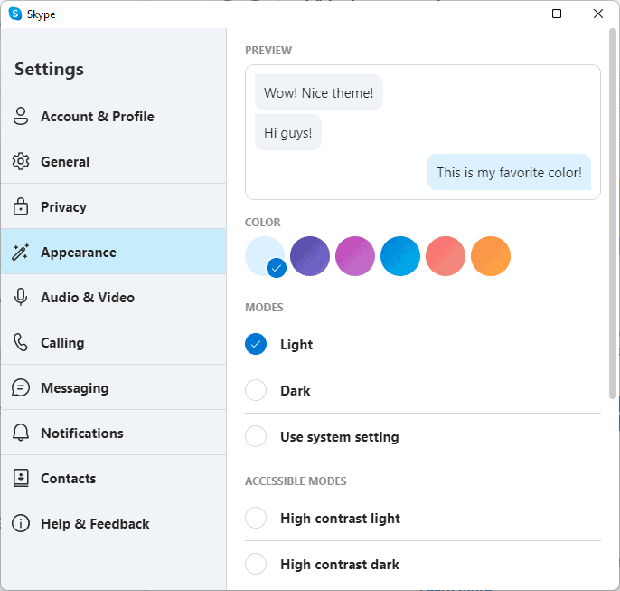 Skype Change your appearance