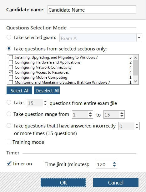 vce designer not finding separate exams