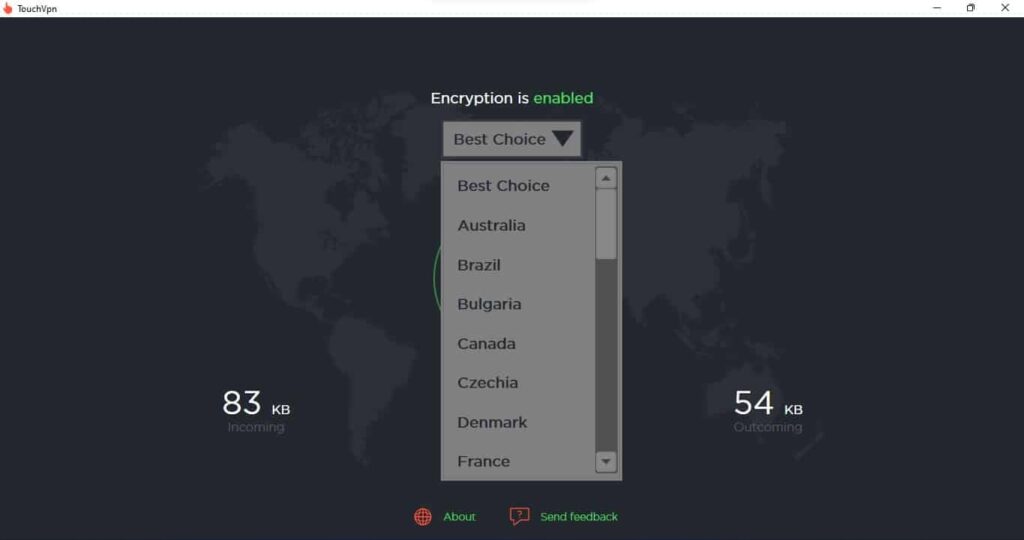 TouchVPN connects to any country you want
