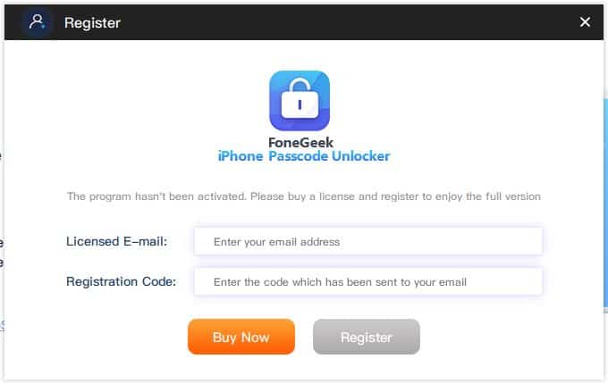 FoneGeek iPhone Passcode Unlocker Screenshot (5)