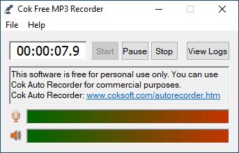 Recording Audio using Cok Free MP3 Recorder