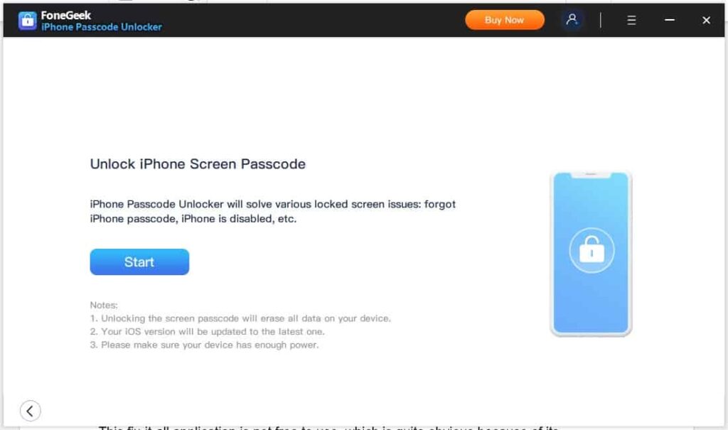 Unlock the screen password using FoneGeek iPhone Passcode Unlocker