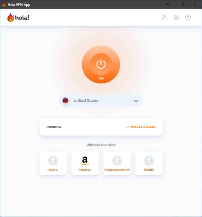 Hola Unlimited  Free VPN connected