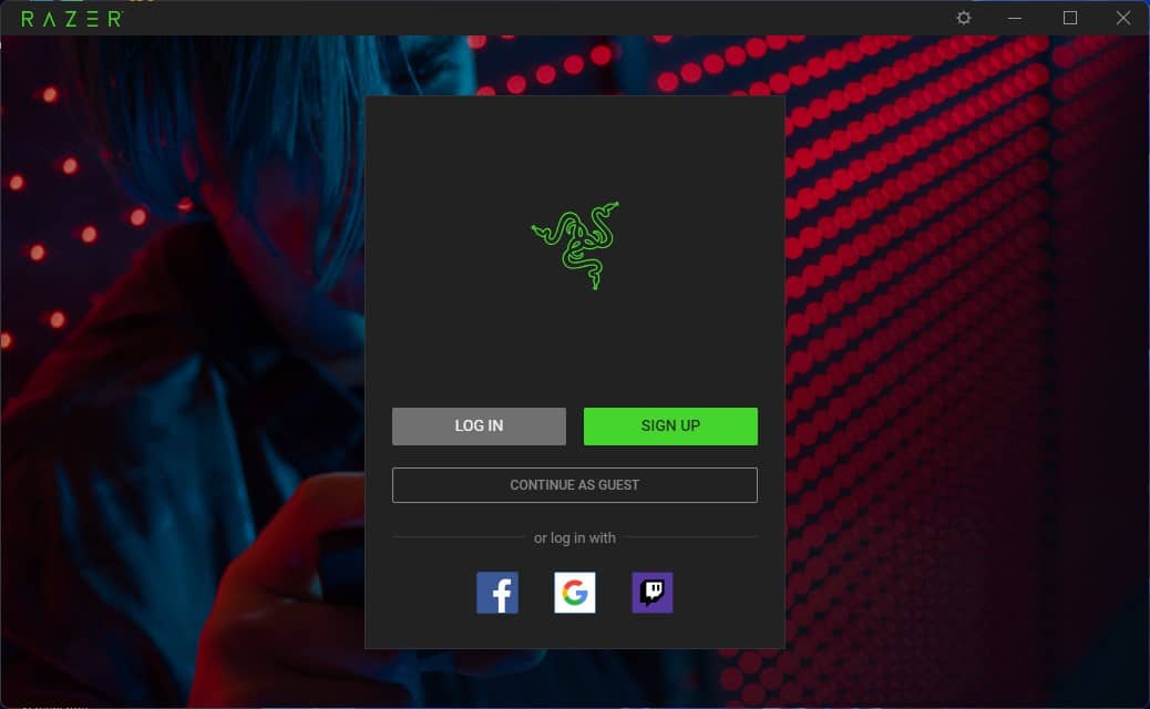 Razer Synapse 3 Login with your Account