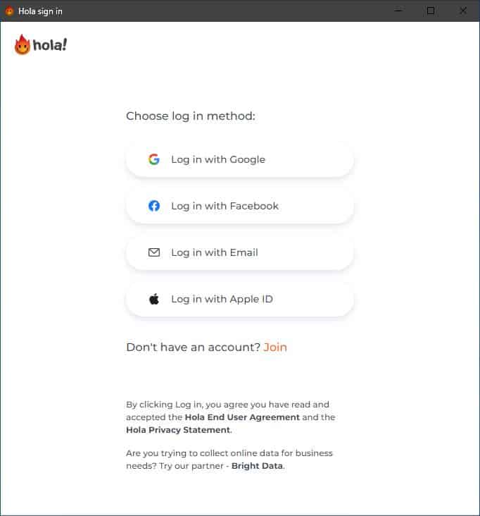 Log in to Hola Unlimited Free VPN