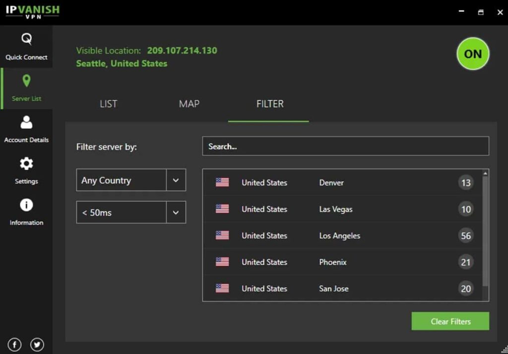 Connect any location you want with IPVanish VPN