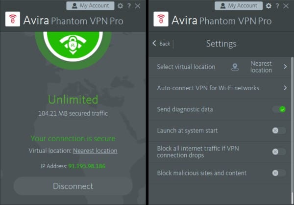 Get unlimited access with Avira Phantom VPN Pro