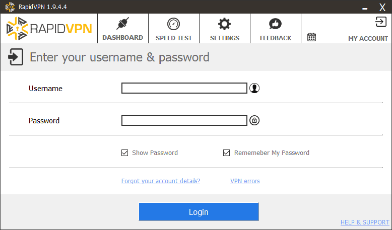 Rapid VPN Homepage